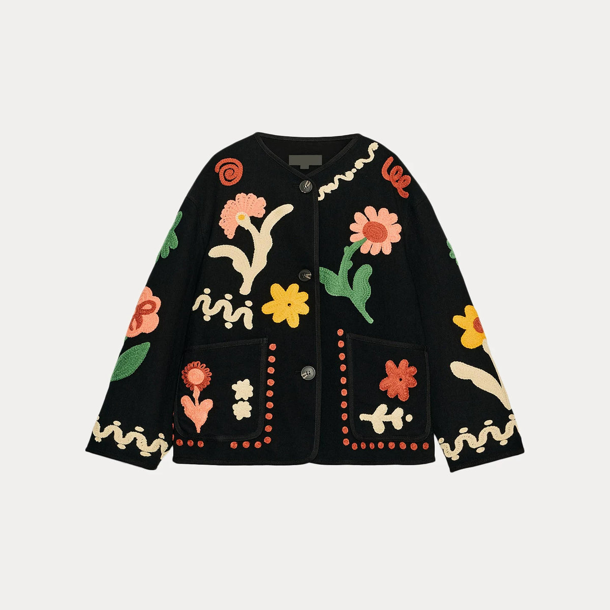 Floral Embroidered Cropped Jacket