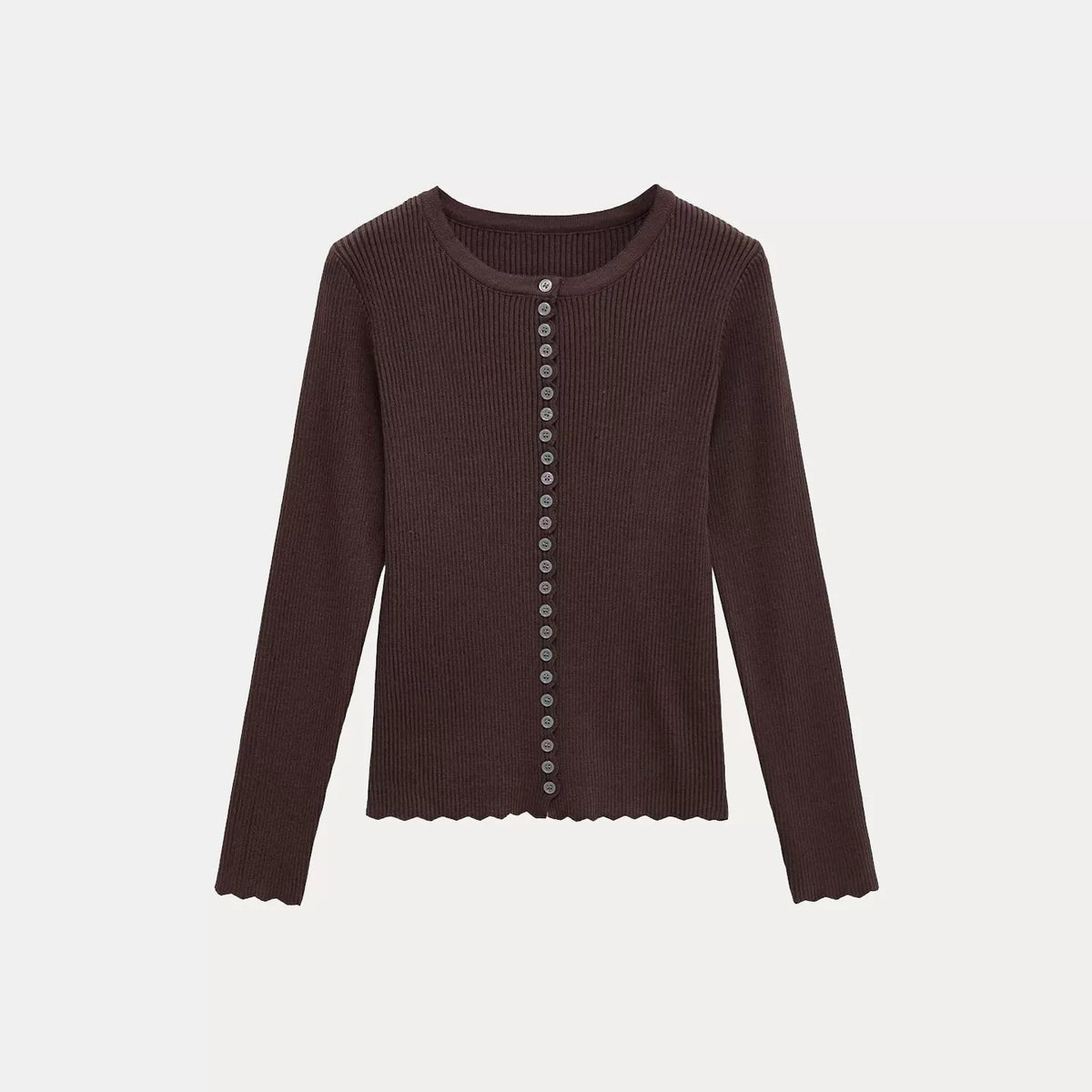 Ribbed Knit Crew Cardigan Jacket