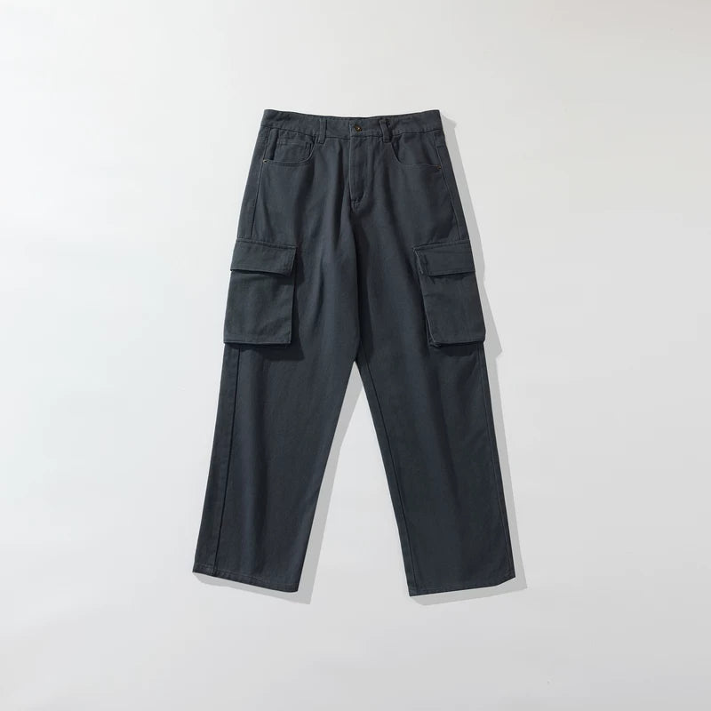 Heavy Twill Wide-Leg Cargo Trousers
