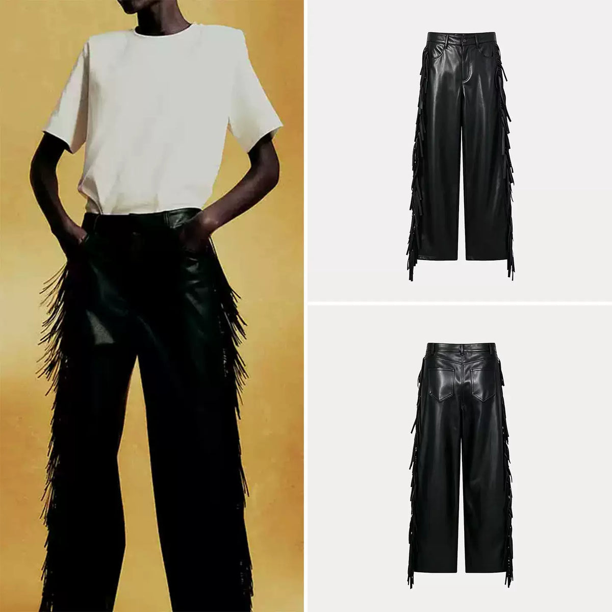 Fringe Straight-Leg Trousers