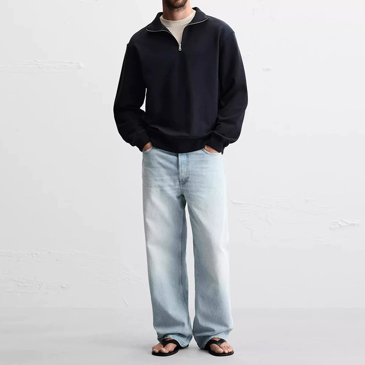 Half-Zip Straight Sweatshirt