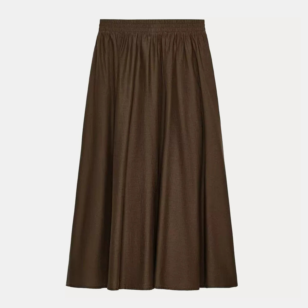 Tiered Elastic-Waist Midi Skirt
