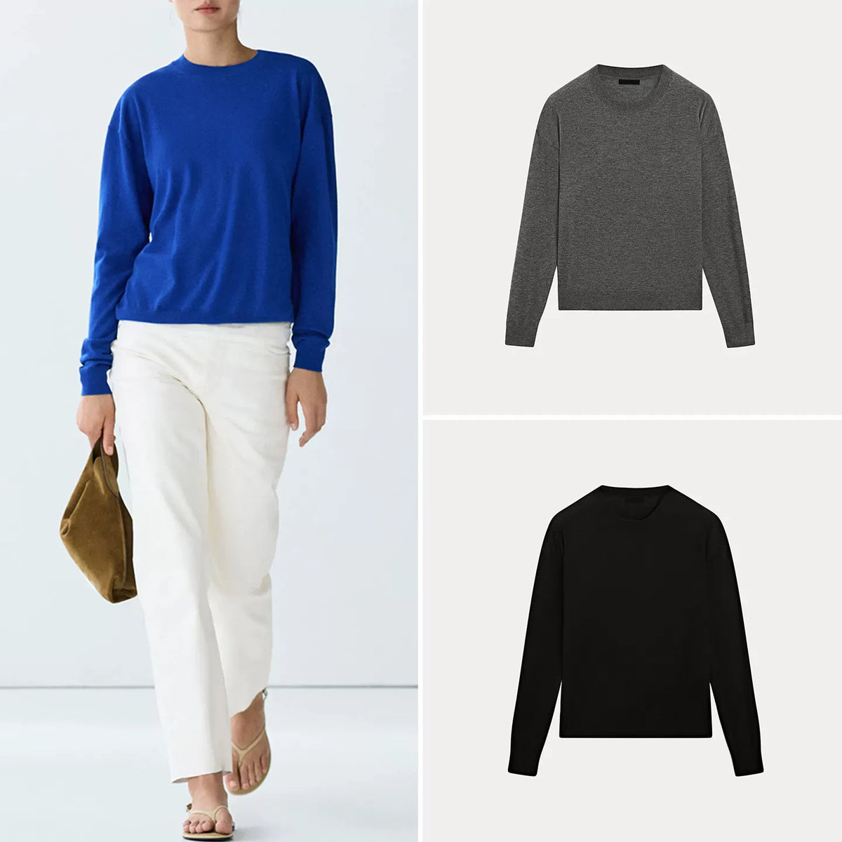 Crew Neck Long-Sleeve Knit Sweater