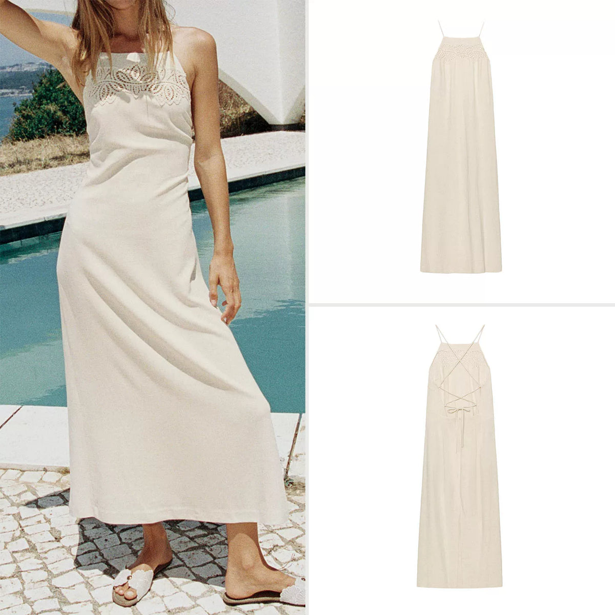 Straight-Neck Panelled Slip Dress