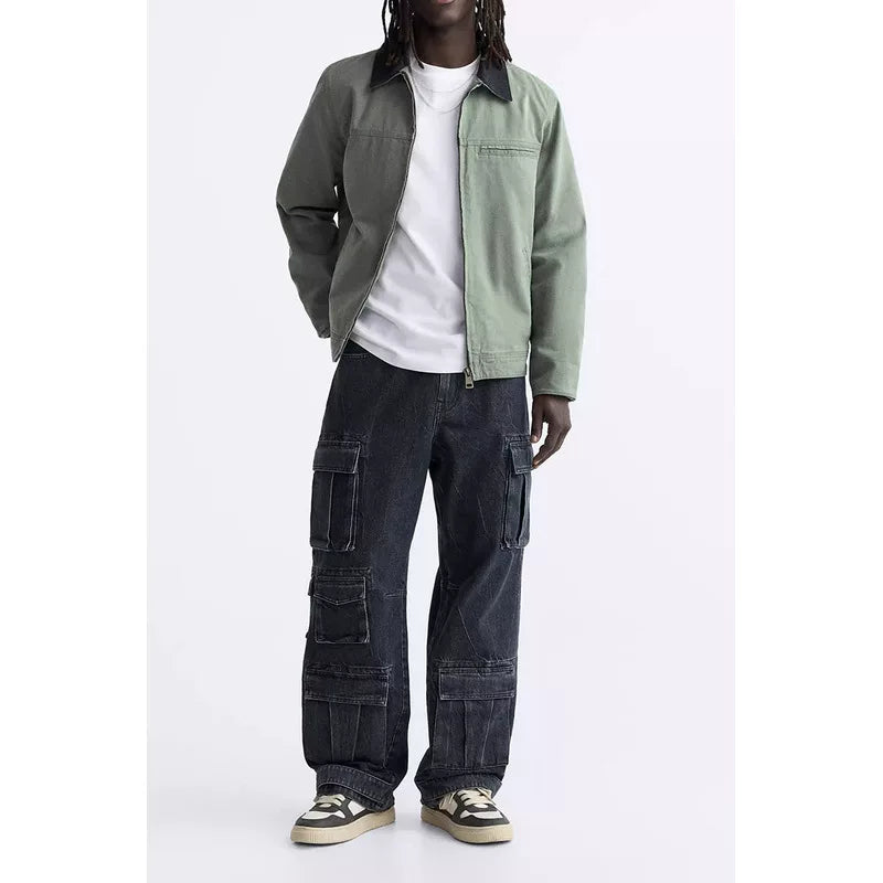 Washed Contrast Collar Jacket