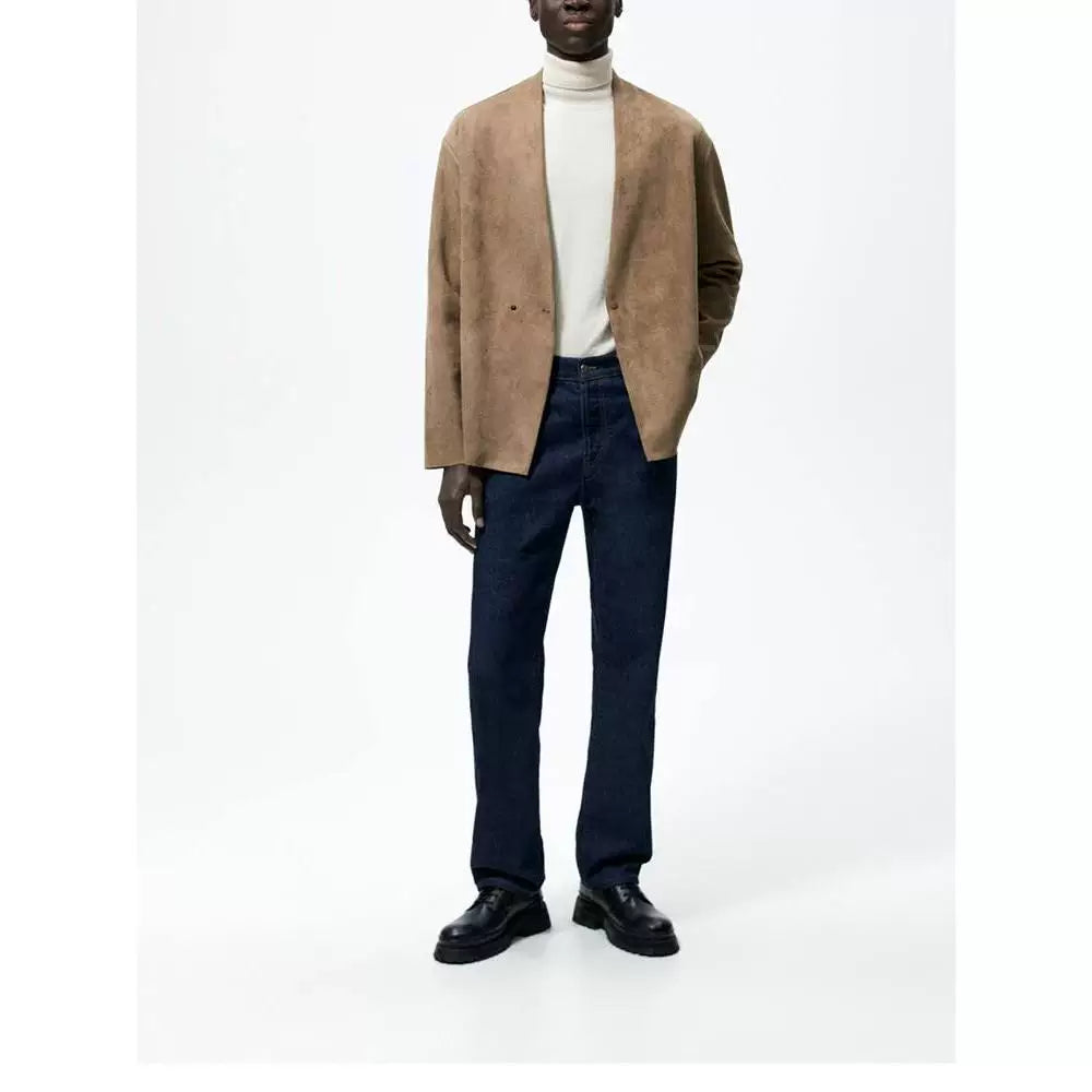 Suede-Effect Blazer Jacket