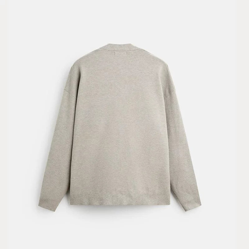 Open-Collar Knit Cardigan
