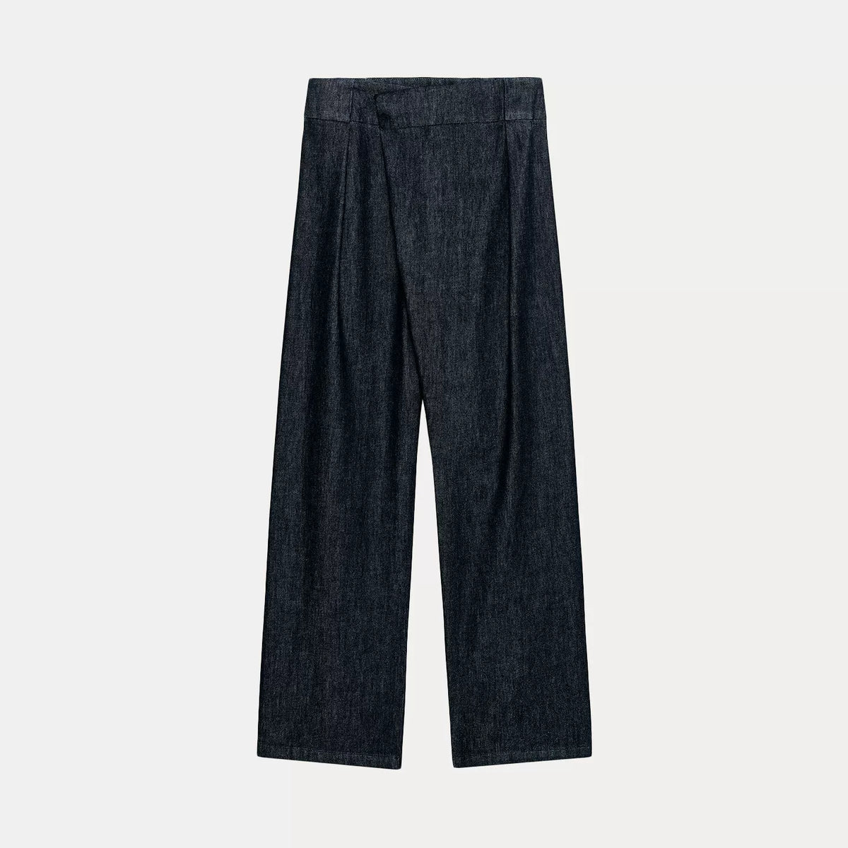 Denim Top and Wide-Leg Trouser Set