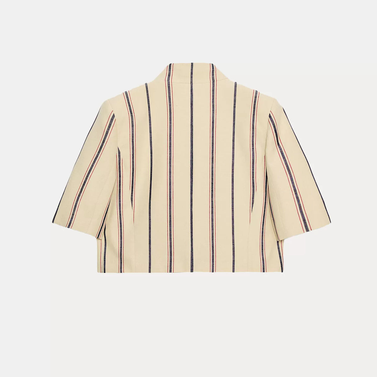 Striped Short-Sleeve Cropped Blazer