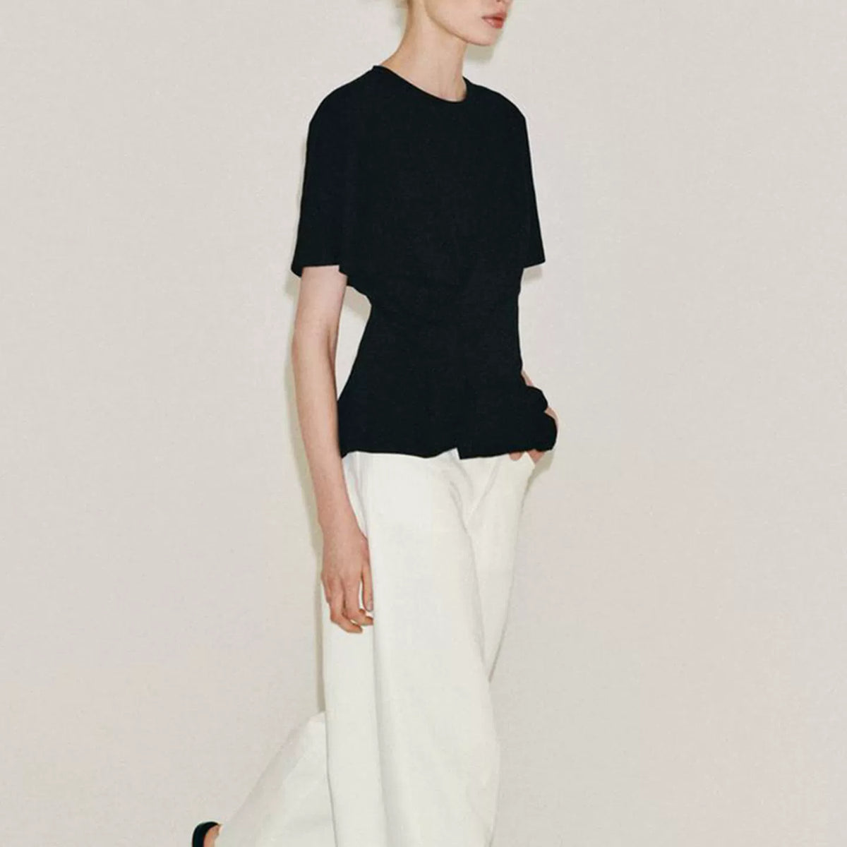 Waist-Tie Fitted T-Shirt