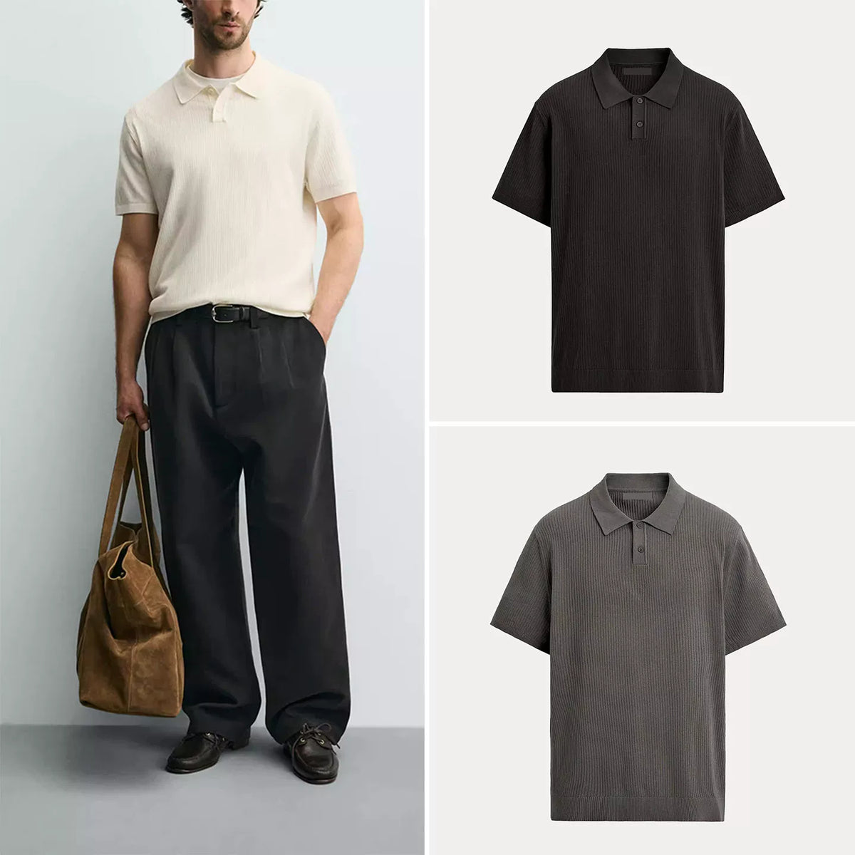 Ribbed Knit Polo