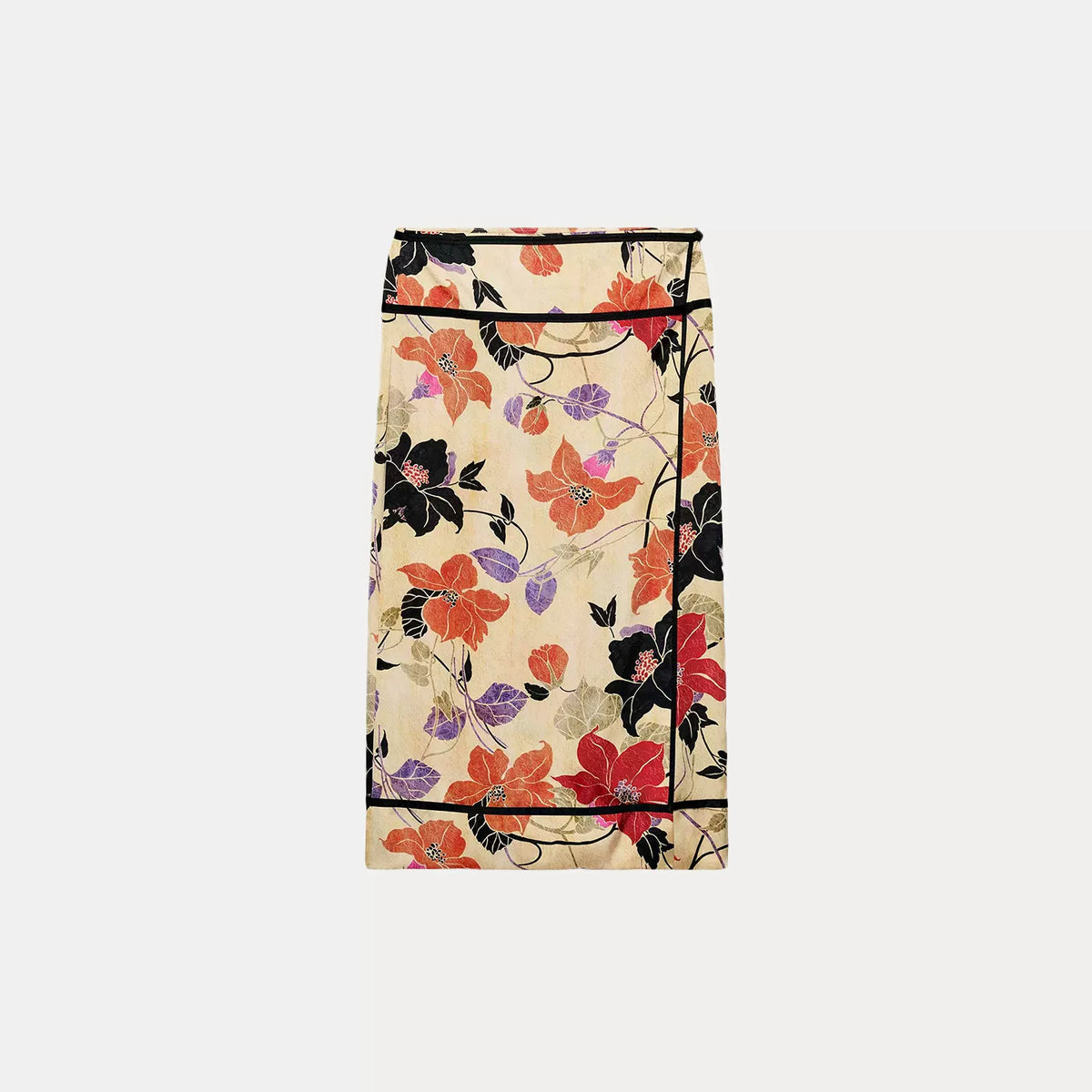 Floral Sarong Straight Skirt