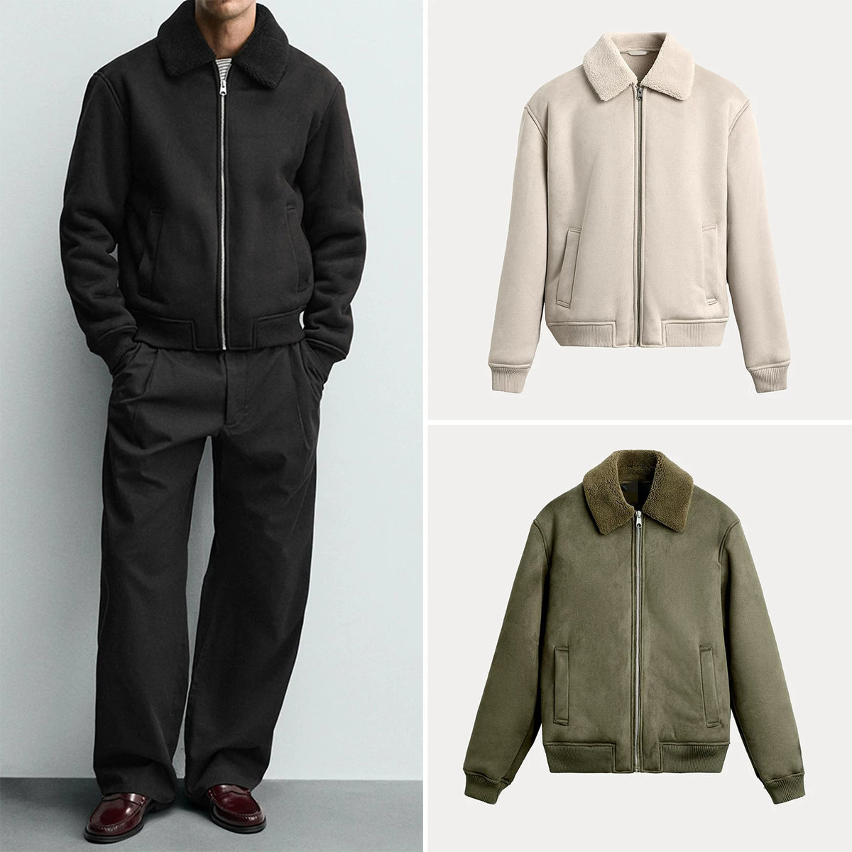 Panelled Suede-Effect Jacket