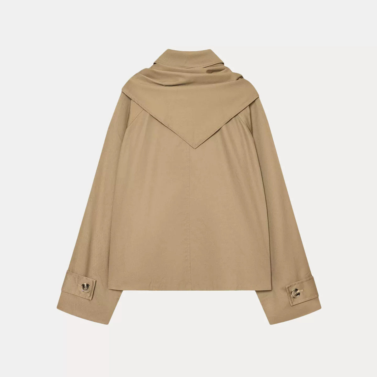 Cropped Trench Jacket with Scarf