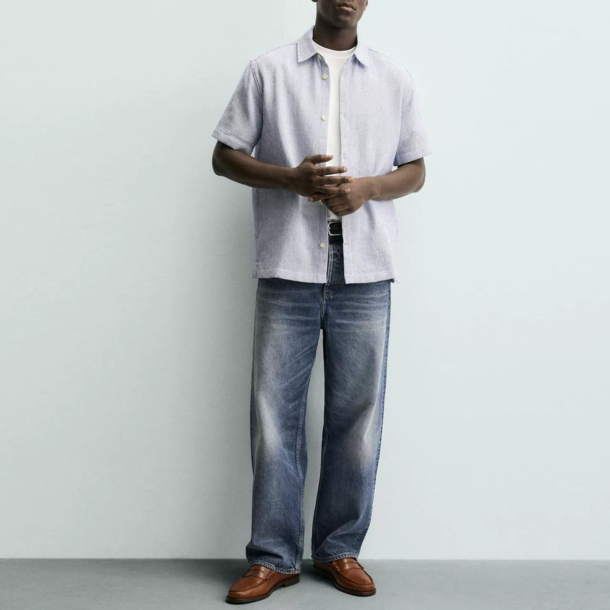 Structured Slim Short-Sleeve Shirt