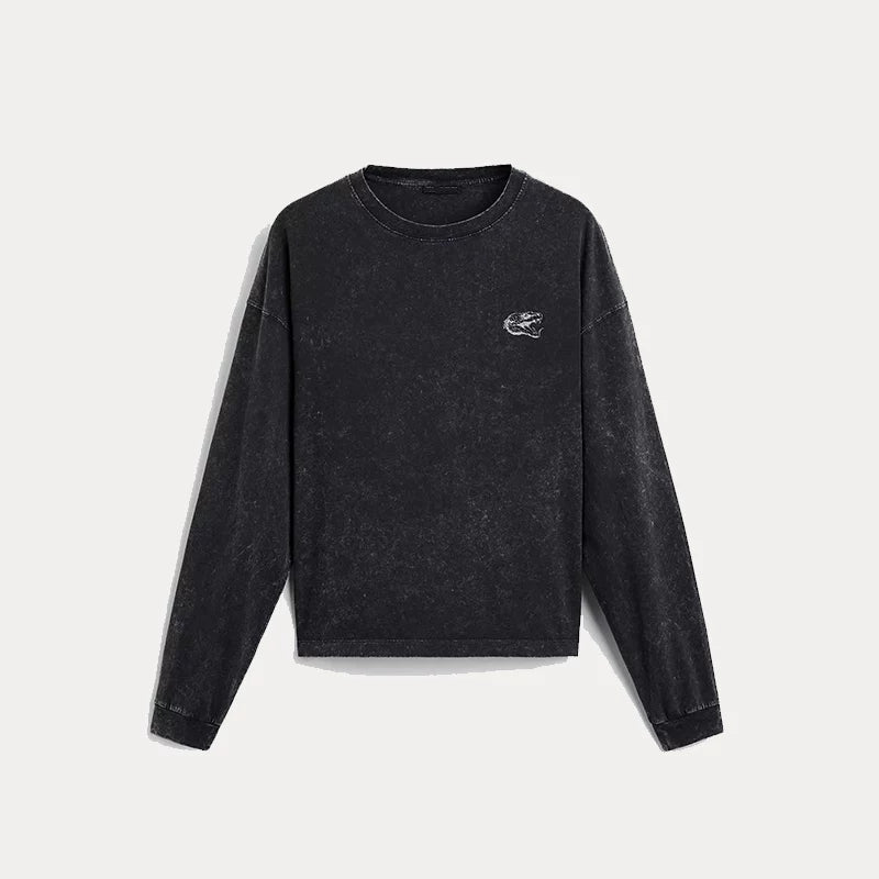 Washed Snake Print Long-Sleeve T-Shirt