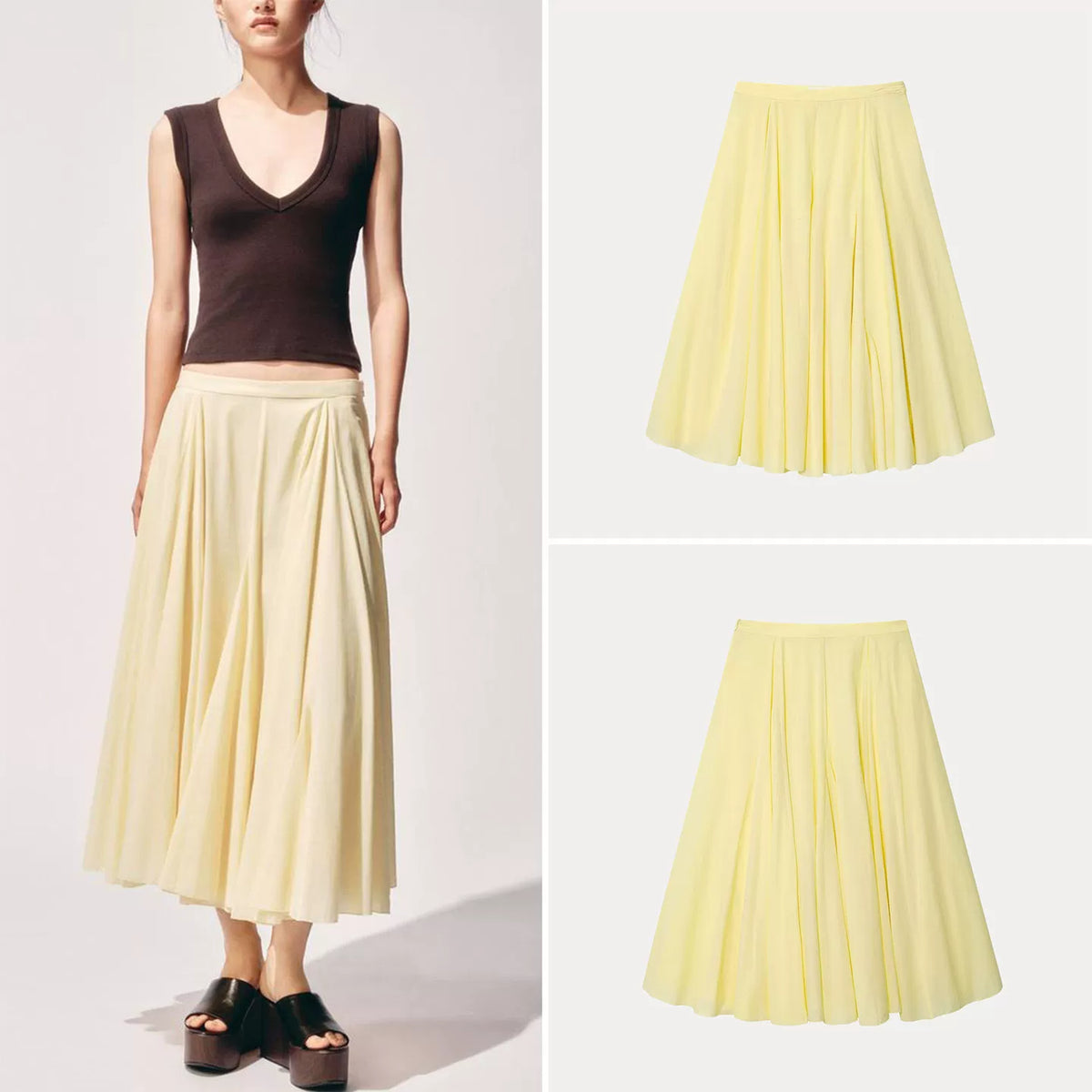Wide-Hem Midi Skirt