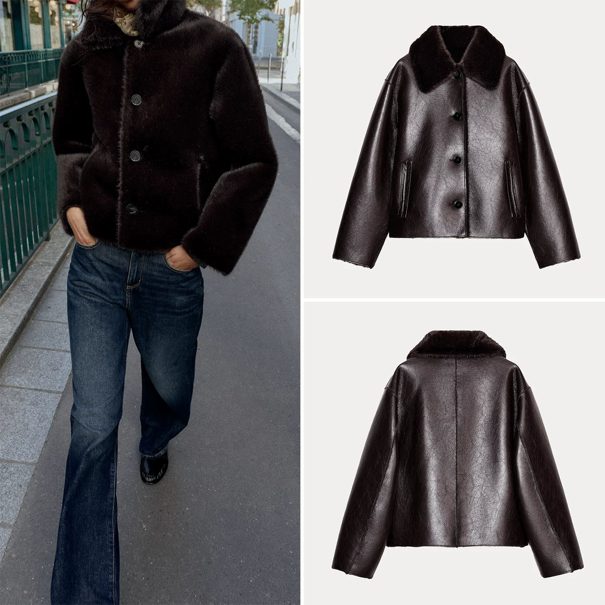 Reversible Faux Leather Jacket