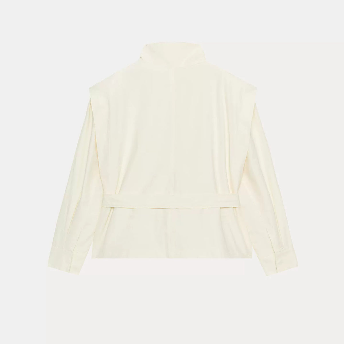 Belted Stand-Collar Blazer