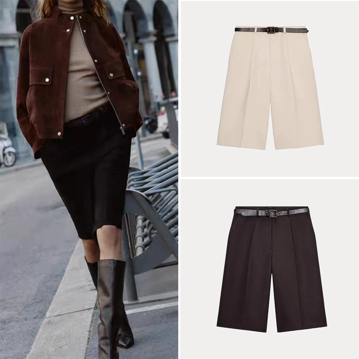 Belted Bermuda Shorts