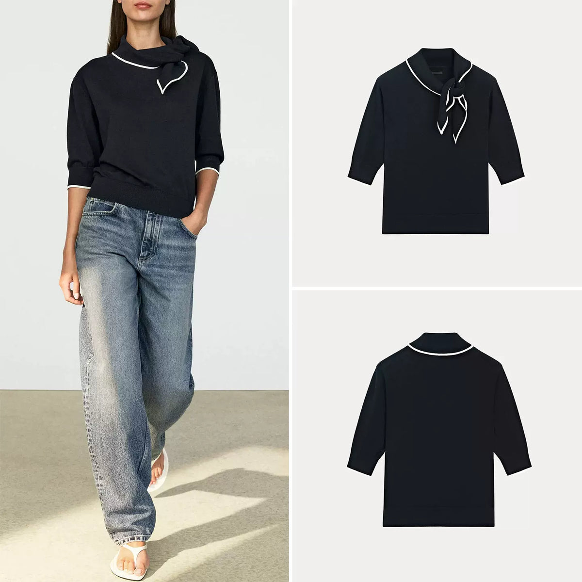 Tie-Neck Knit Top