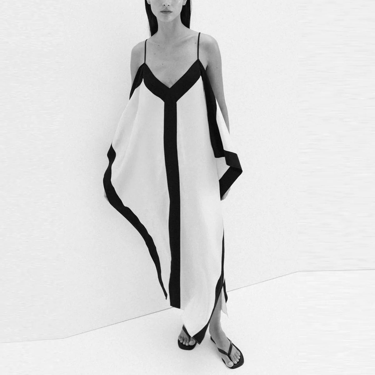 Contrast Draped Slip Dress