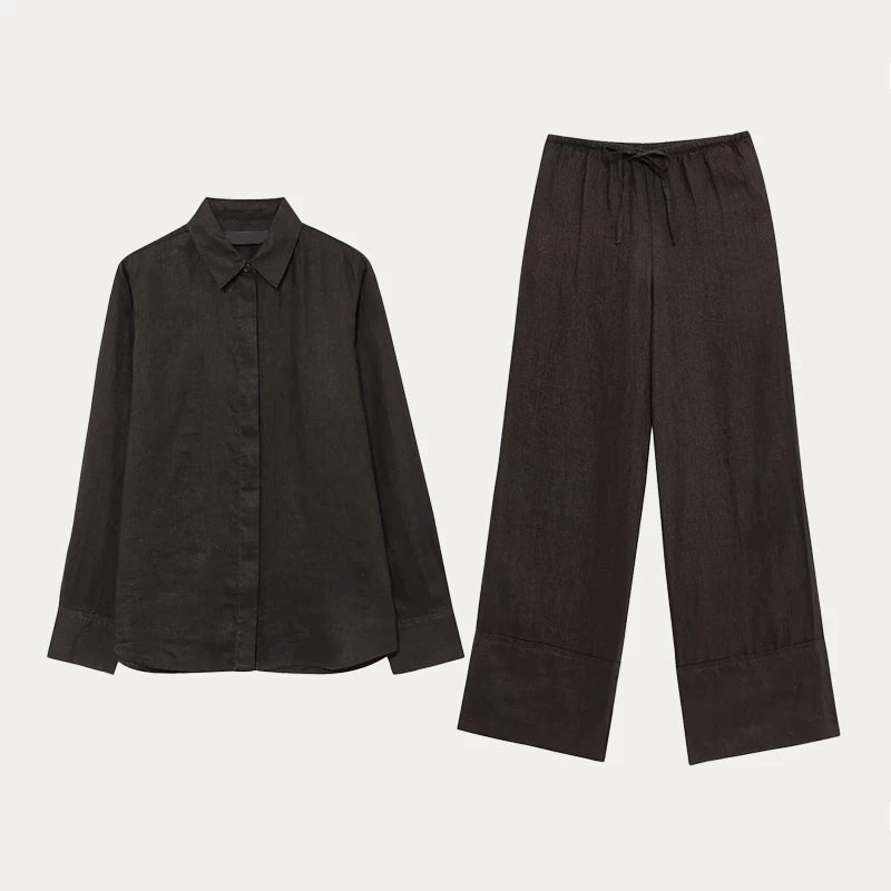 Relaxed Shirt & Wide-Leg Trousers Set