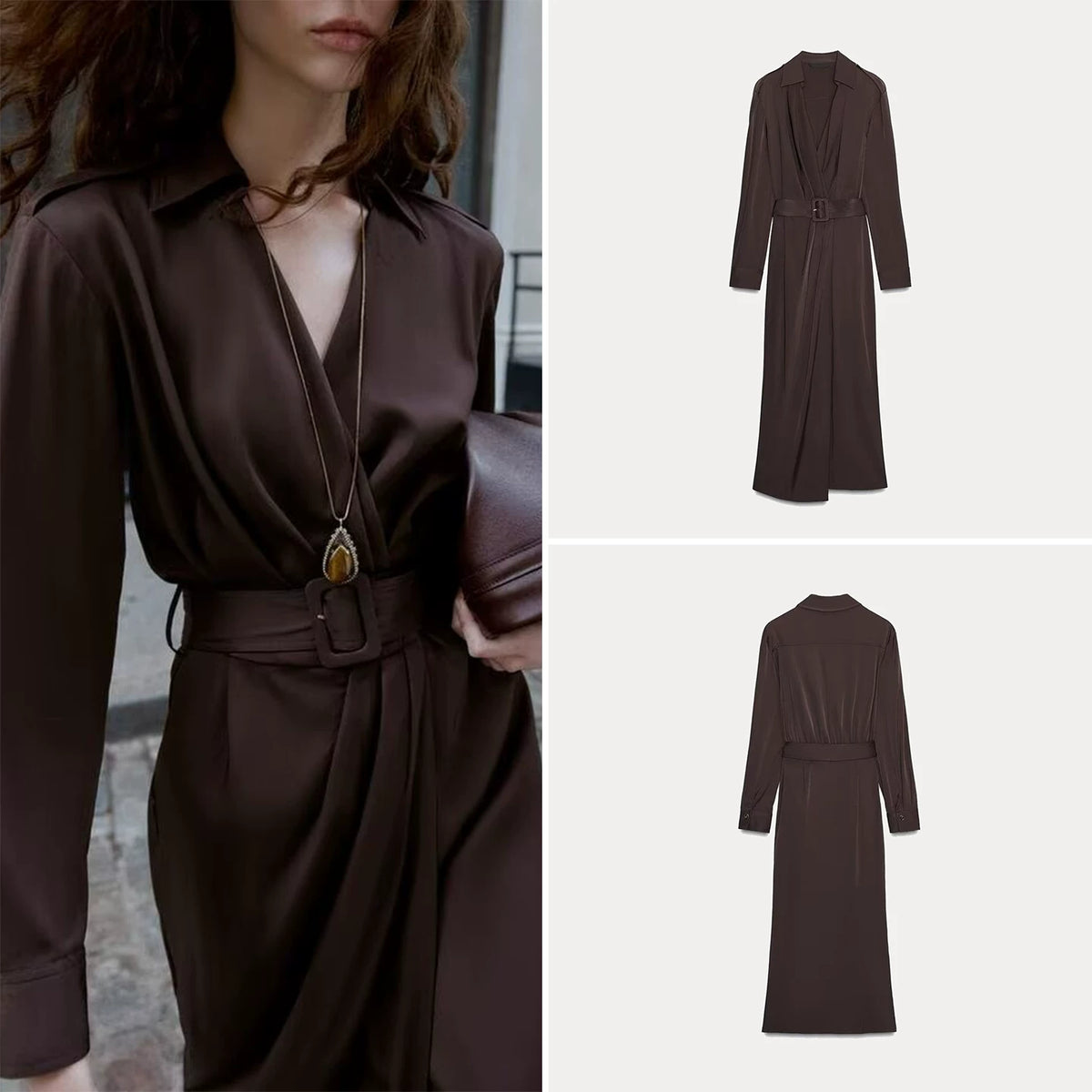 Double-Breasted Belted Midi Dress