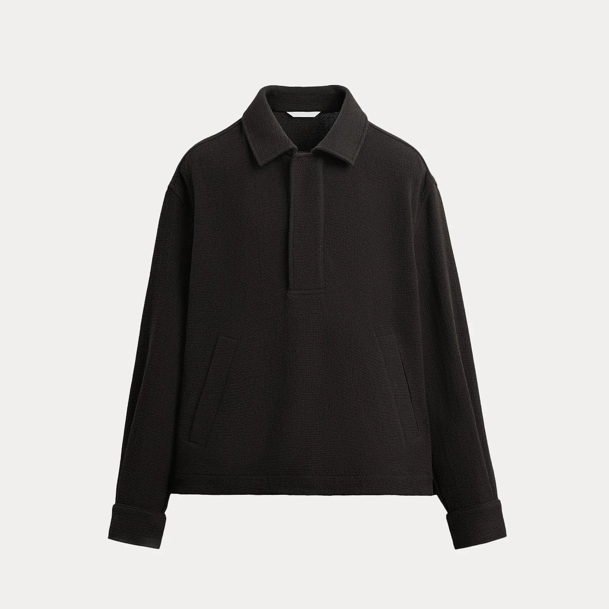 Slim Textured Polo-Collar Shirt Jacket