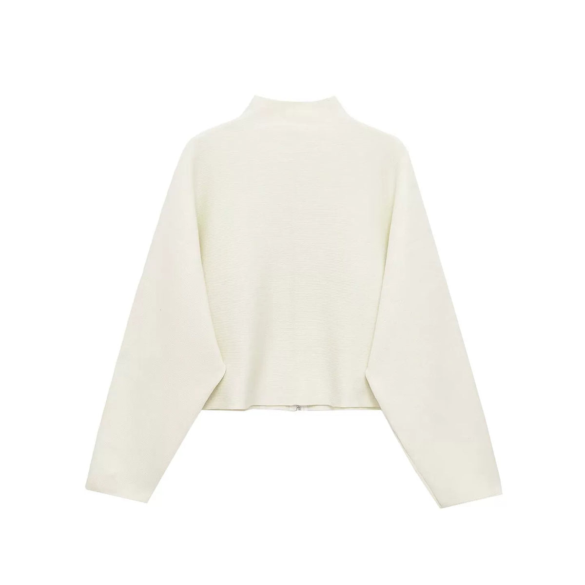 Stand-Collar Zip Knit Jacket