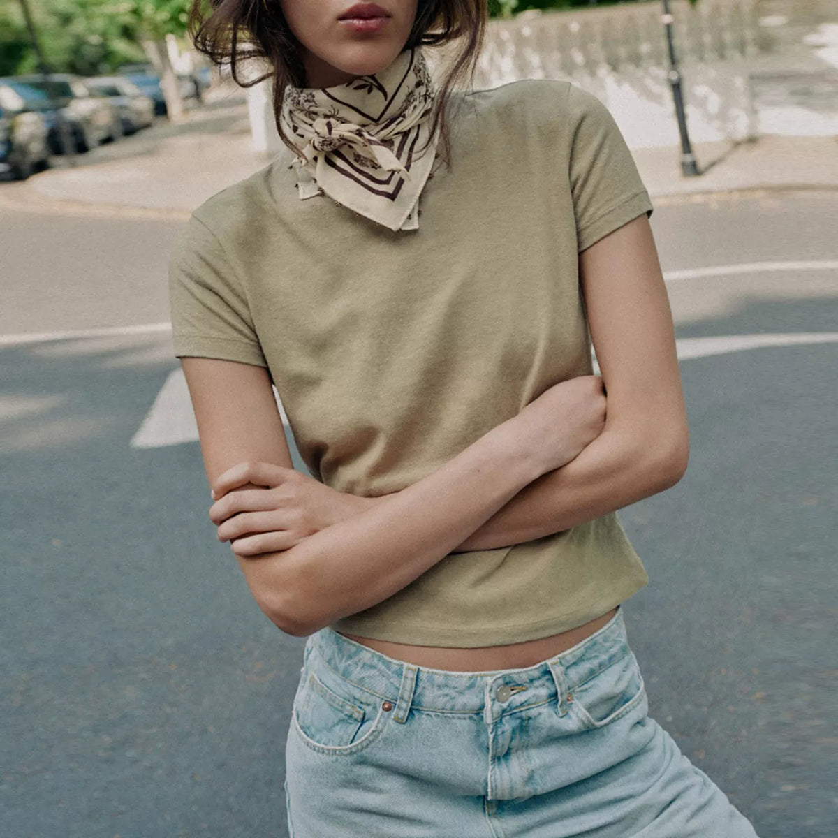 Straight-Cut Crew Neck T-Shirt