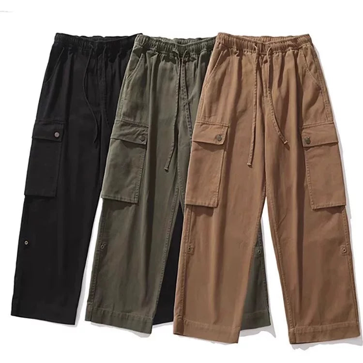 Washed Khaki Cargo Trousers