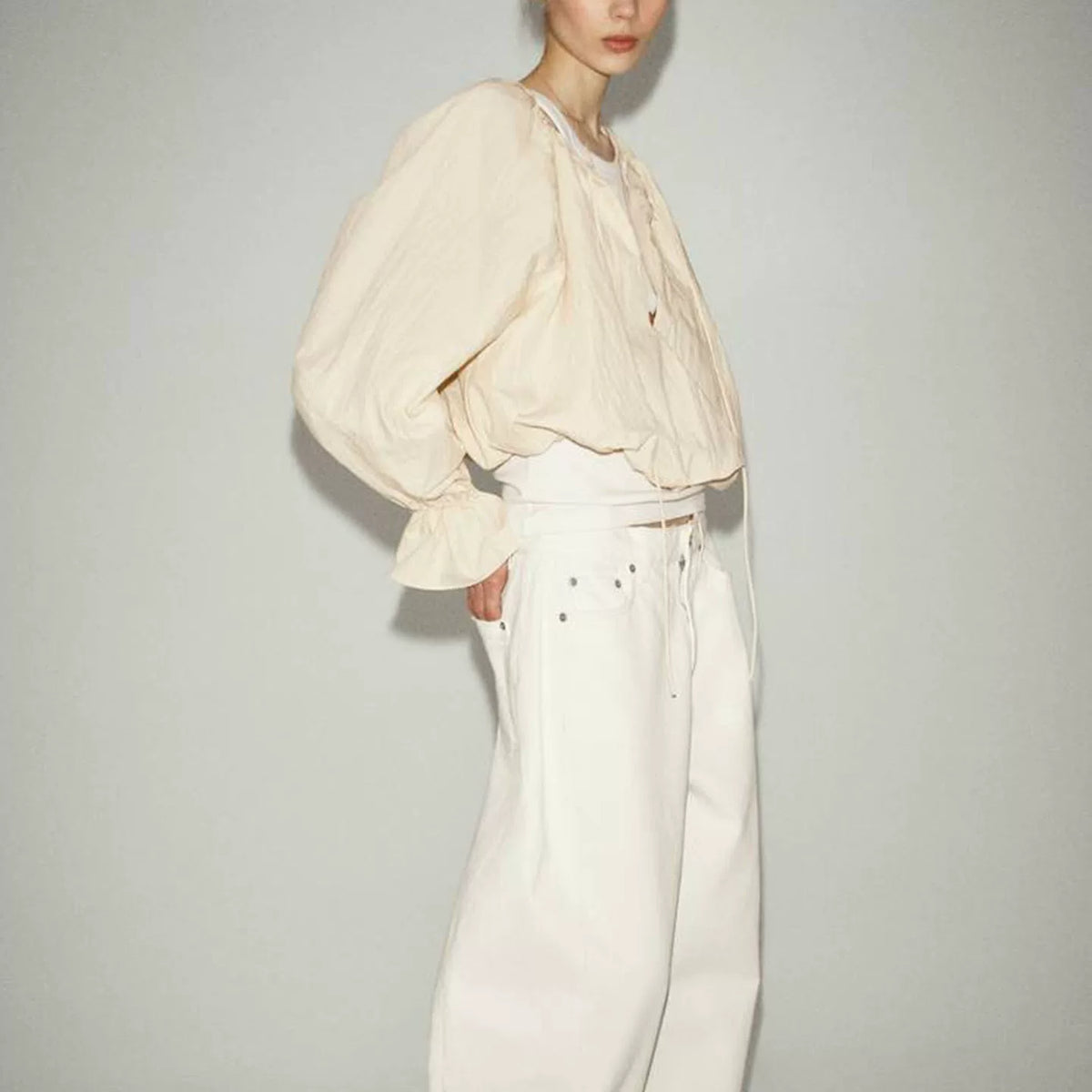 Lantern-Sleeve Tie Top