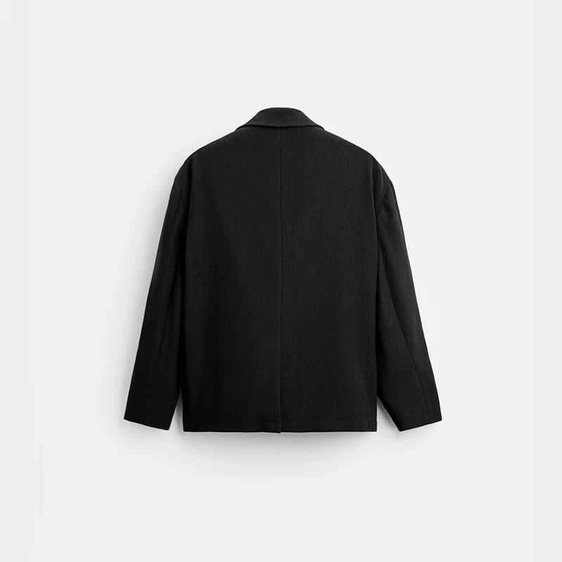 Black Retro Casual Blazer