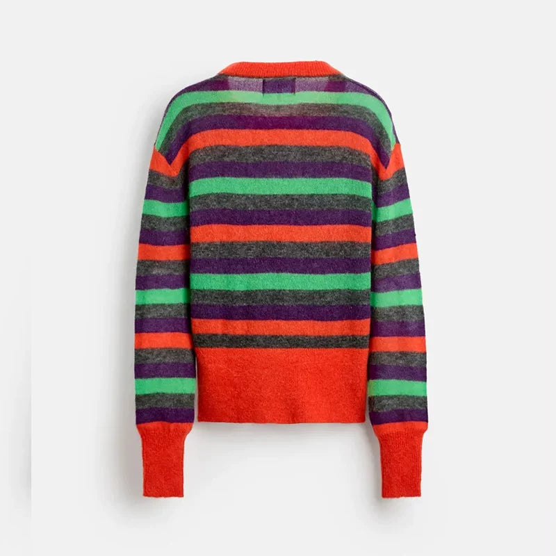 Colour-Block Striped Crew Knit