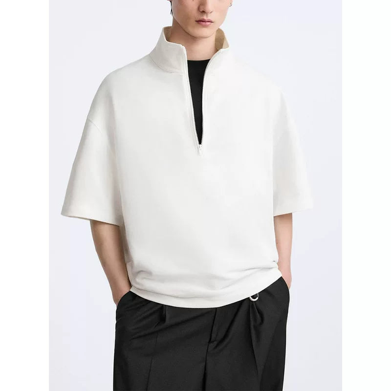 Boxy Half-Zip Funnel Neck Sweatshirt