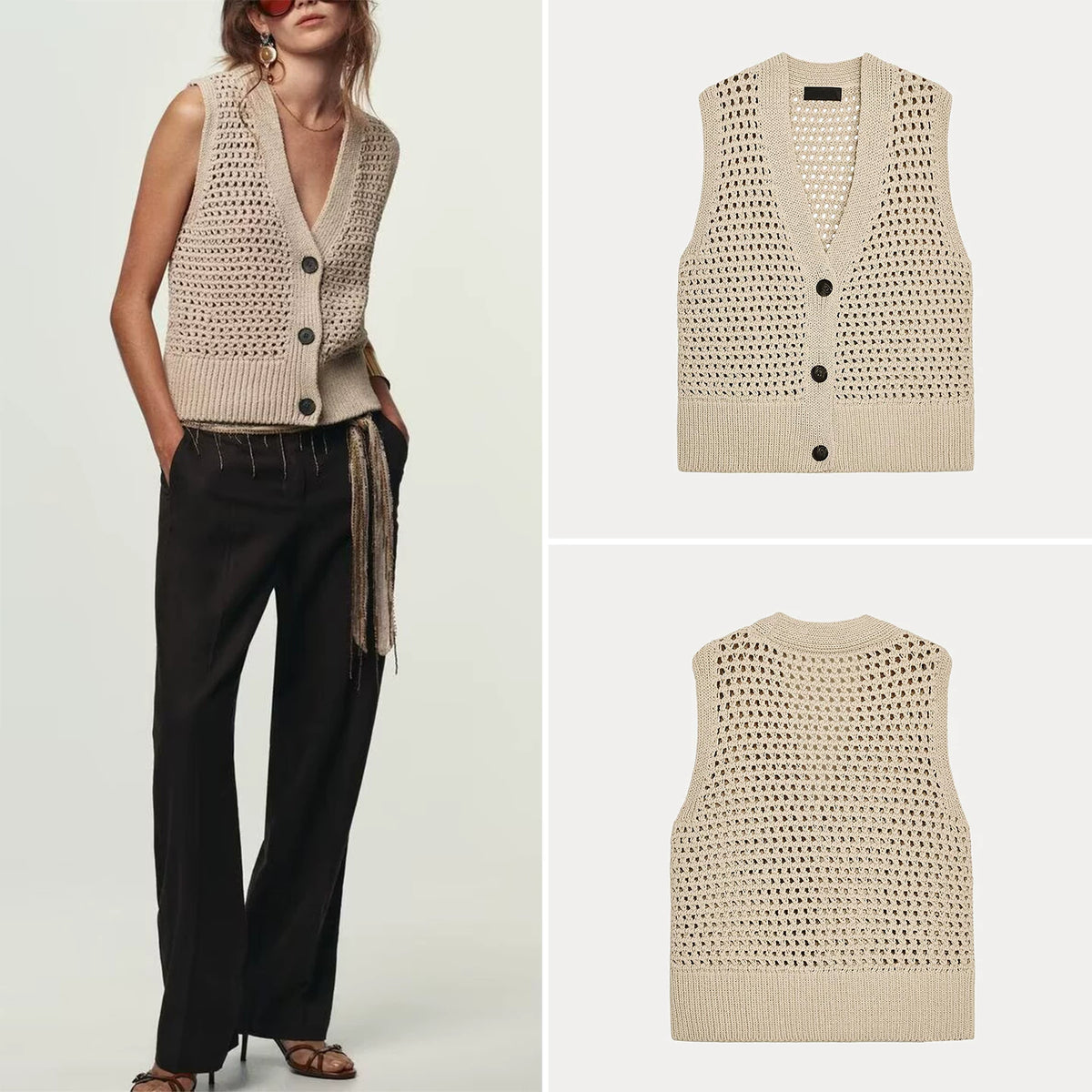 Open-Front Knit Vest