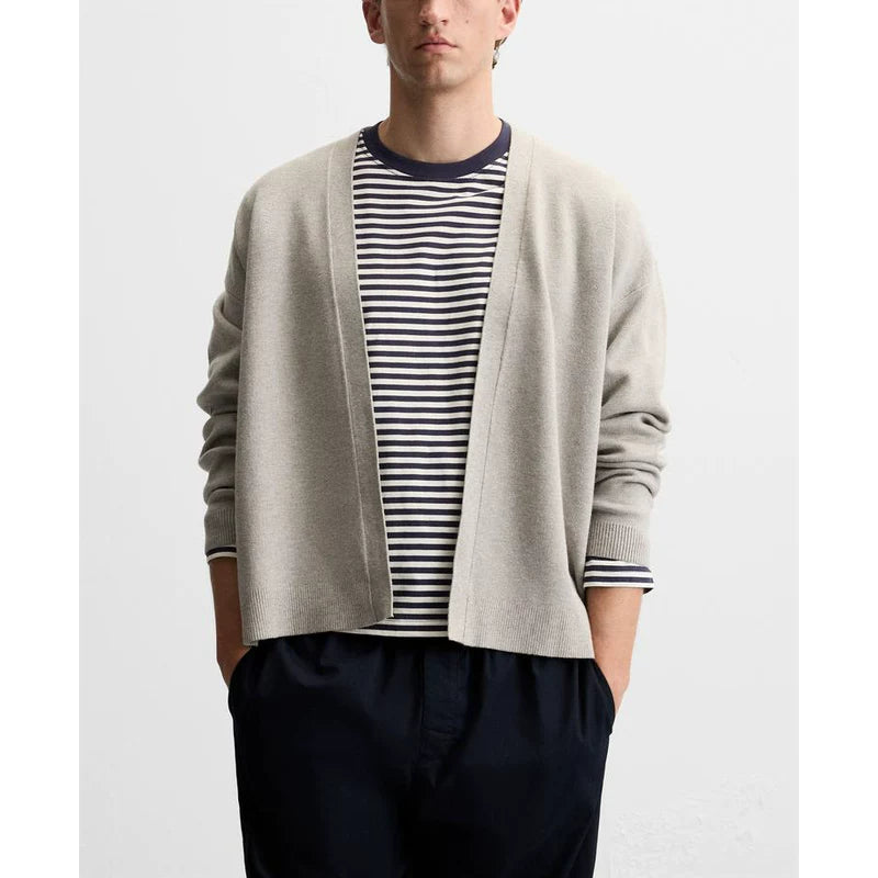 Open-Collar Knit Cardigan