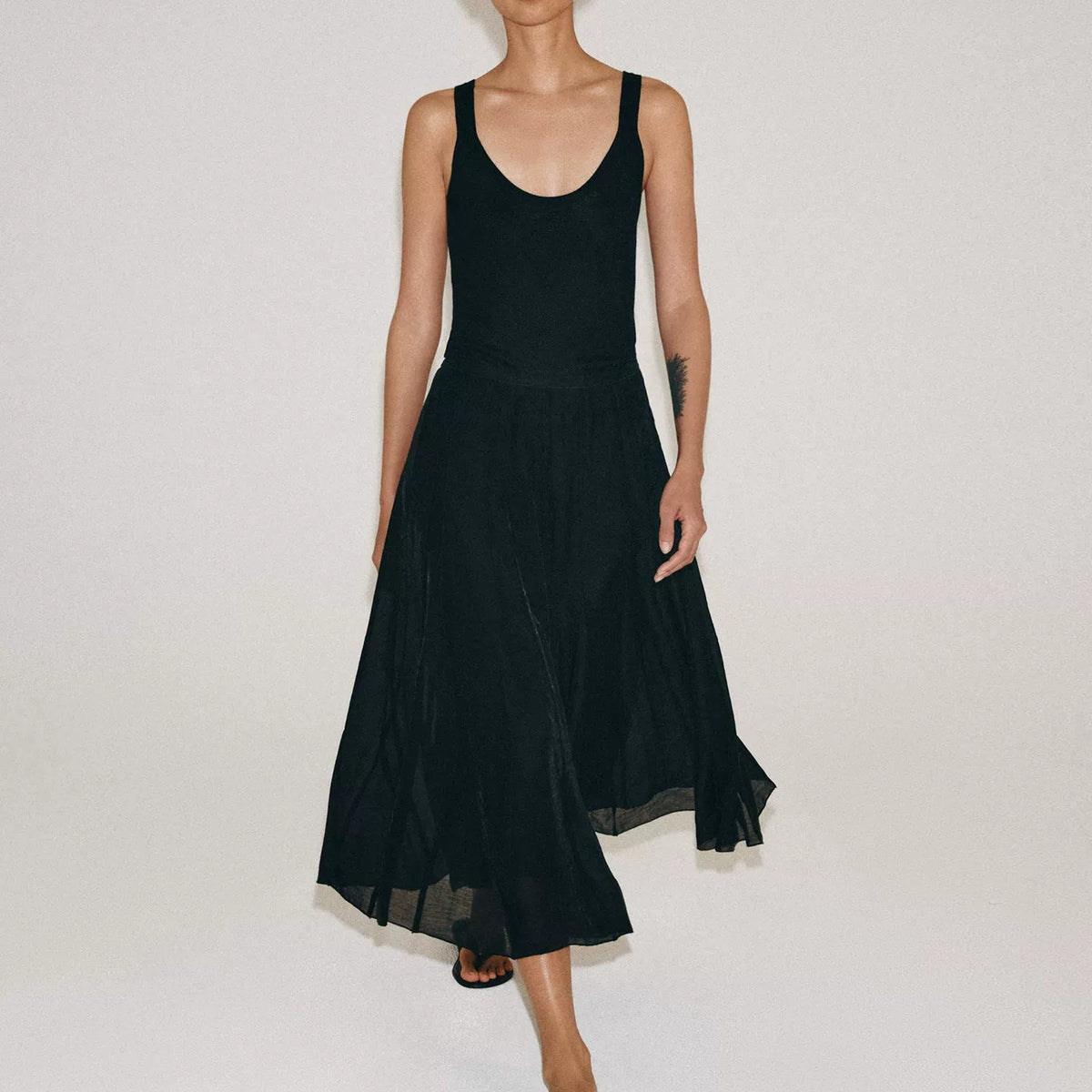 Draped Pleated Mid-Rise Skirt