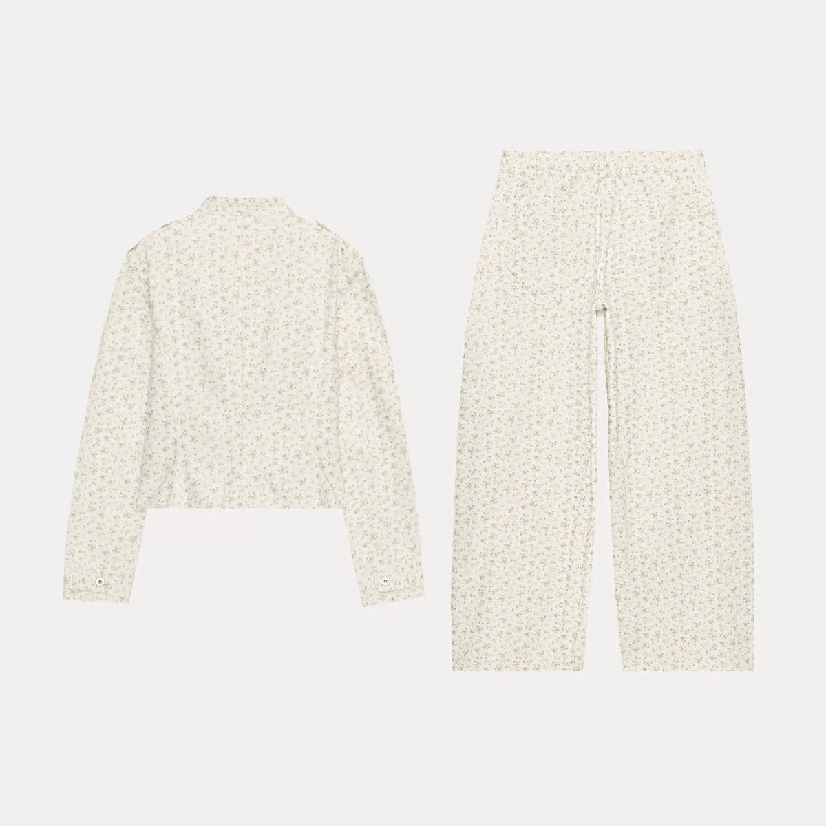 Denim Jacket & Wide-Leg Trousers Set