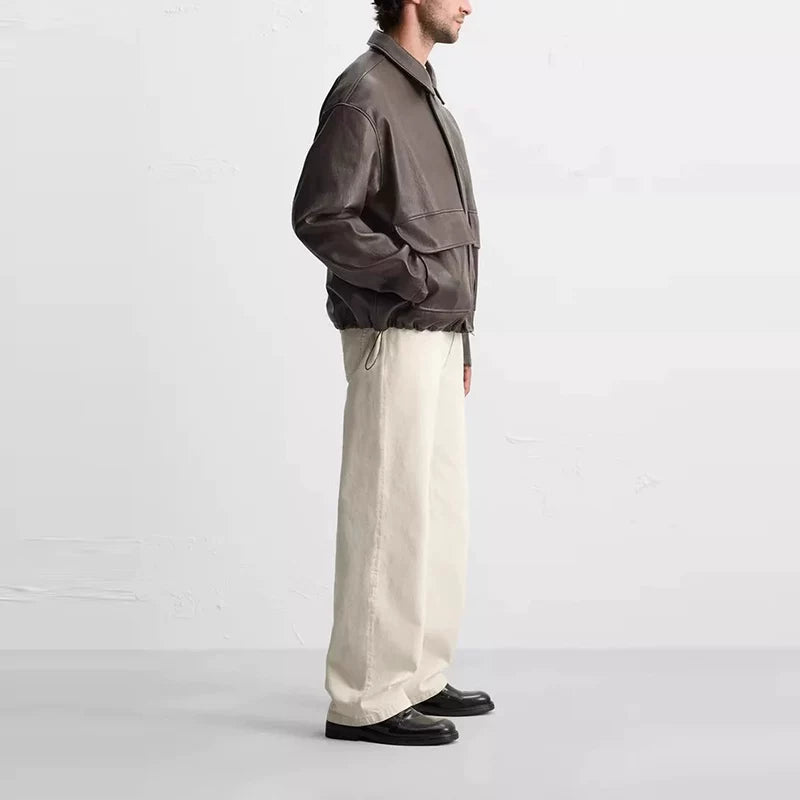 Faux Leather Pocket Boxy Jacket