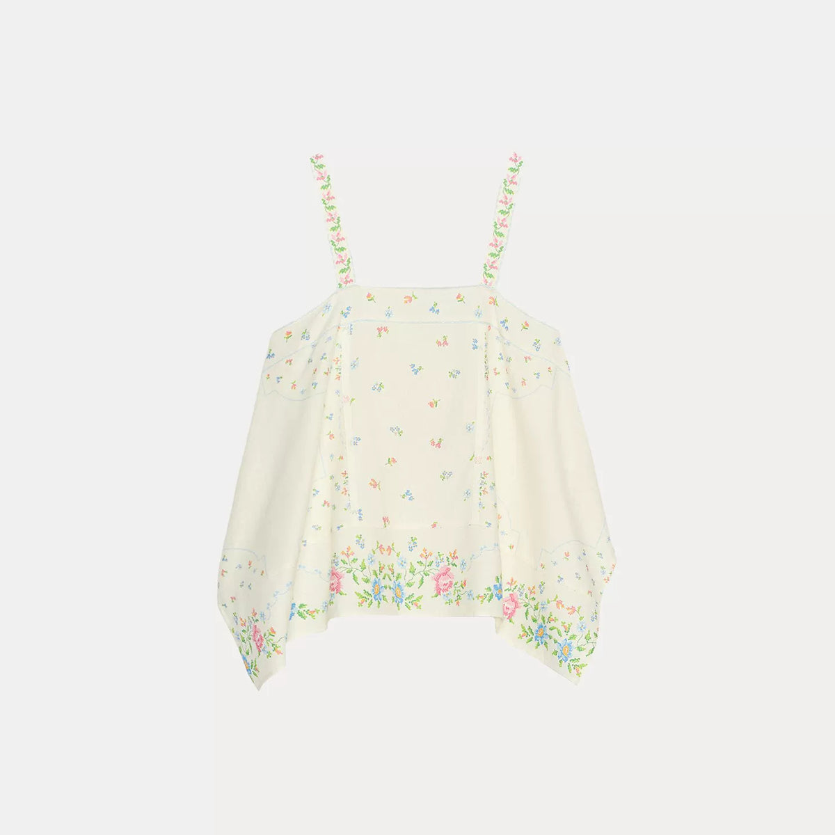 Printed Asymmetric Top and Ruffle Shorts Set