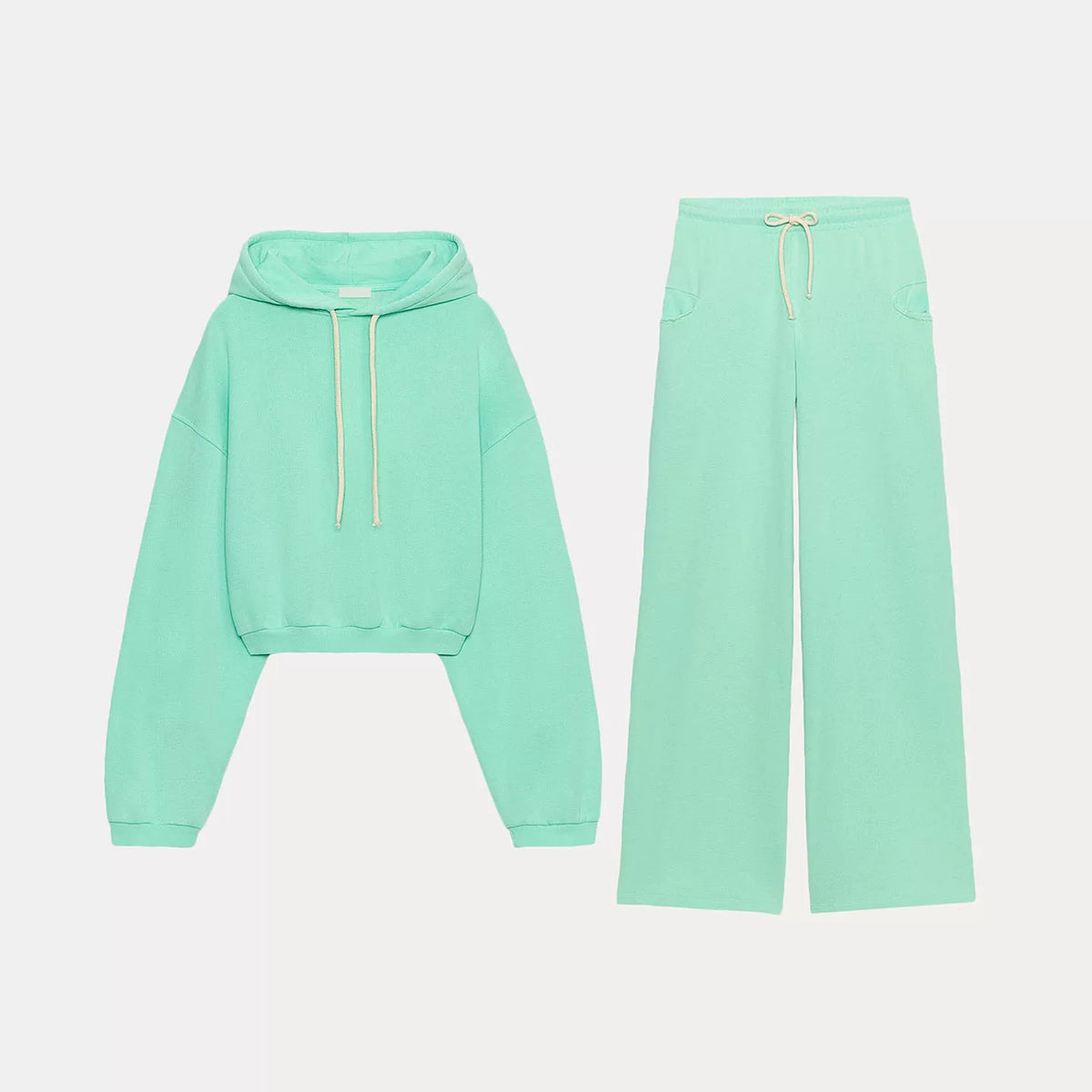 Neon Green Hooded Sweatshirt Set