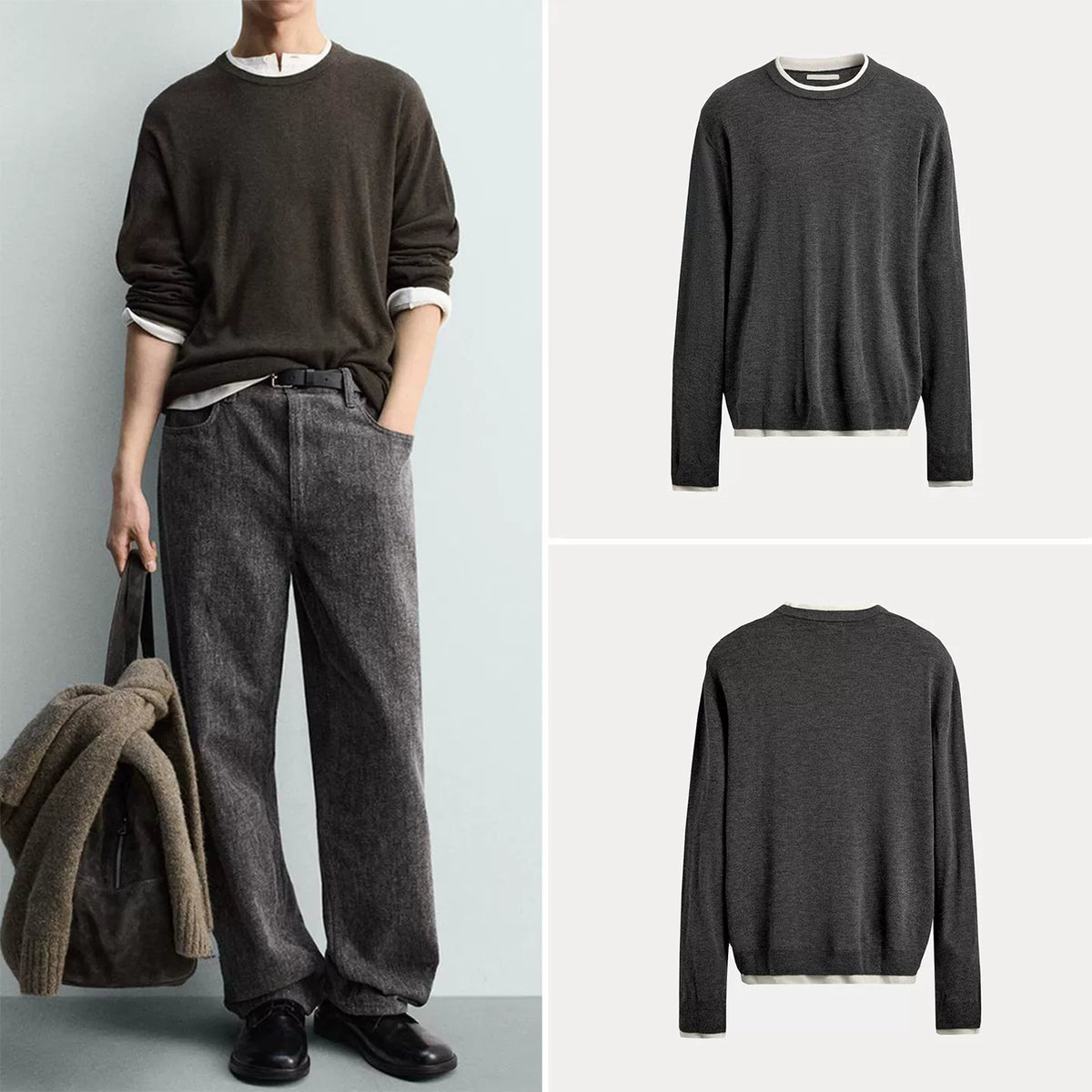 Contrast Layered Knit Sweater