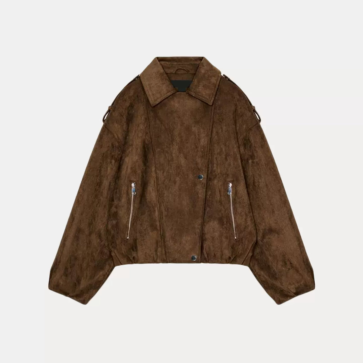 Suede-Effect Biker Jacket