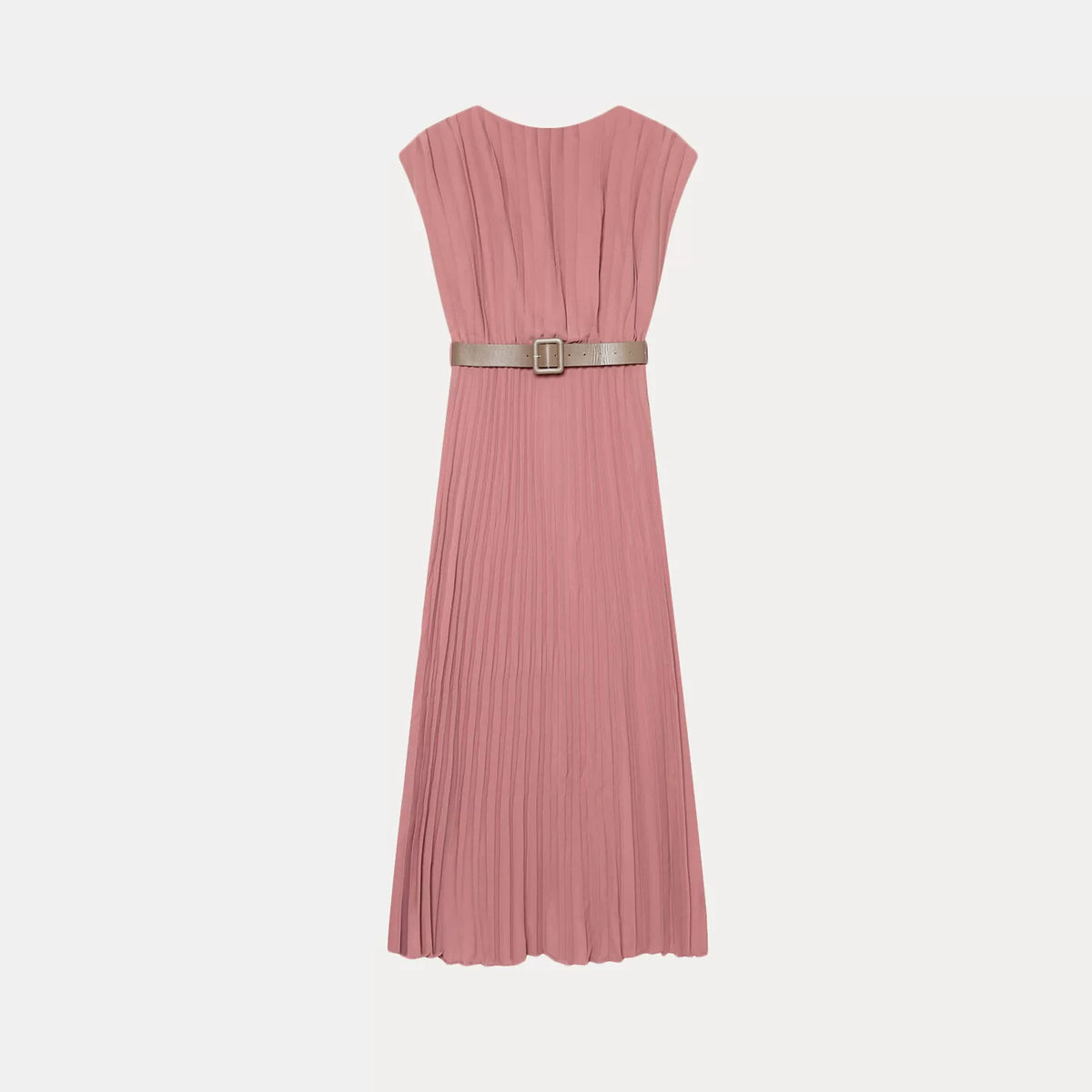 Belted Pleated Dress