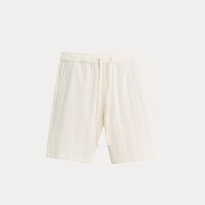 Striped Textured Straight Shorts