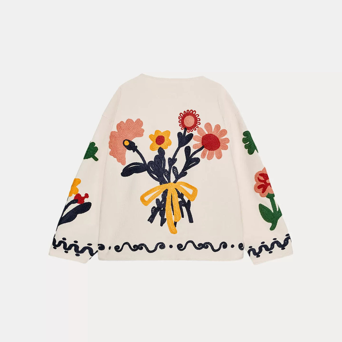 Floral Embroidered Cropped Jacket