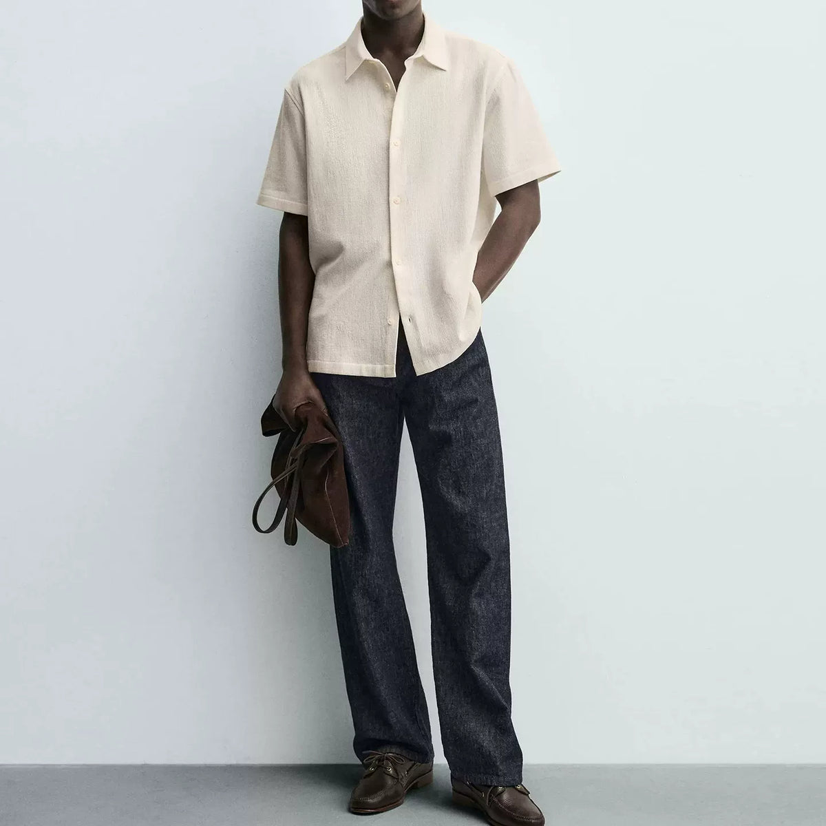 Structured Slim Short-Sleeve Shirt