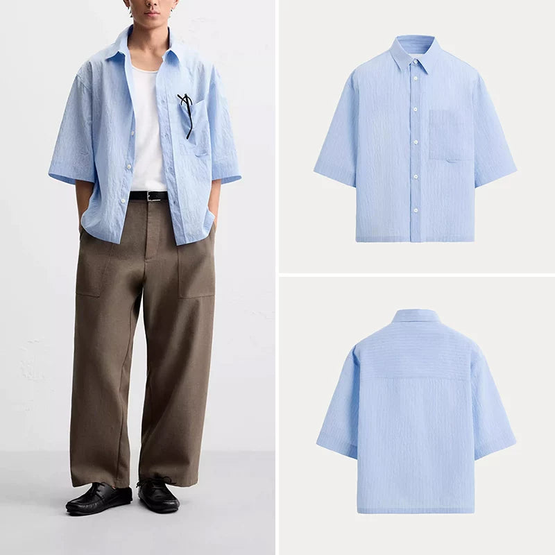 Lightweight Striped Short-Sleeve Shirt